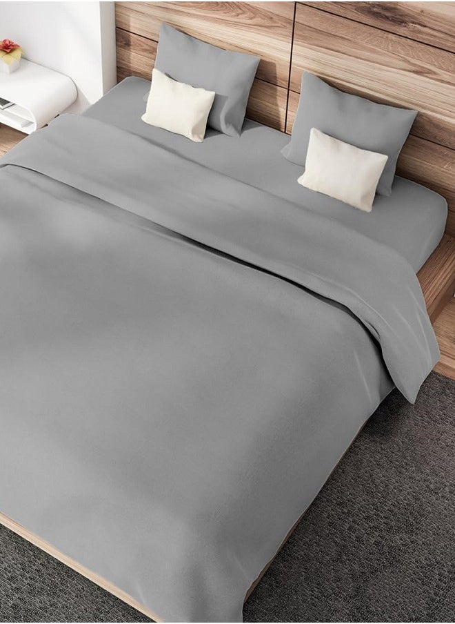 RISHAHOME - RISHAHOME 3-Piece King Size Deep Pocket Fitted Bedsheet Set – Grey, 1 Fitted Sheet (200x200+30 cm) & 2 Pillowcases (50x75 cm), Non-Allergic Microfiber for Year-Round Comfort - Image 1
