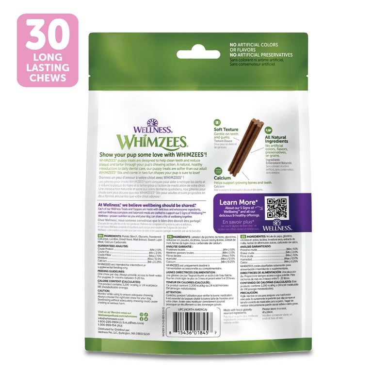 WHIMZEES Wellness WHIMZEES Puppy Dog Dental Treats, Natural Chews, Extra Small & Small Size Stick, (30 Count) - Image 2