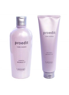 Lebel Proedit Care Works Hair Shampoo 300ml & Hair Ttreatment 250ml Set - Bounce Fit (Green Tea Set) 