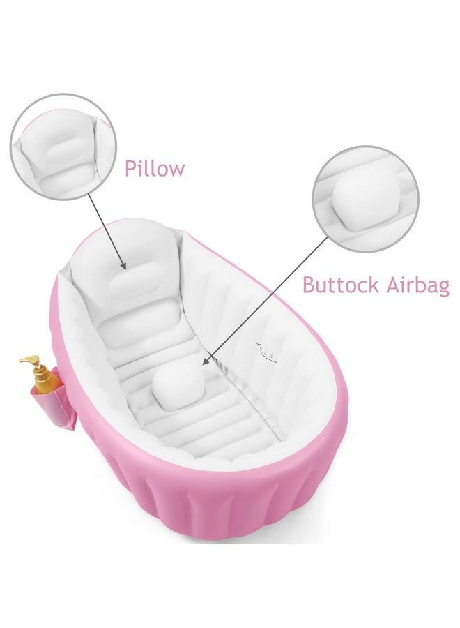 PandaEar Baby Inflatable Bathtub Portable Travel Baby Infant Bath Tub Toddler Bathtub With Air Pump Foldable Nonslip Shower Basin Mini Air Swimming Pool For Newborn (Pink) - Image 5