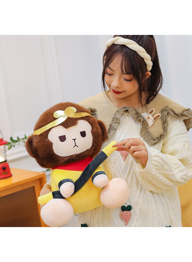 Children's Fun Doll Monkey Sitting Version Wukong Comes Plush Toy Pillow Rag Doll Children's Gift Muppet-Specifications:25cm-Color:Gold Hoop Style - Image 2