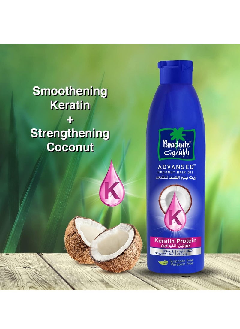 Parachute Parachute Advansed Keratin & Coconut Hair Oil |For Smooth & Shiny Hair |Reduces Hair Breakage & Split Ends| All Hair Types|No Parabens, Silicones & Sulphate| 5.7 Fl.oz.  - Image 2
