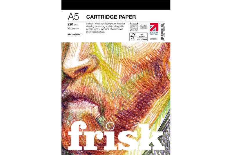 Frisk Cartridge Drawing Sketching Paper Pad A5 220gsm, White - Image 1