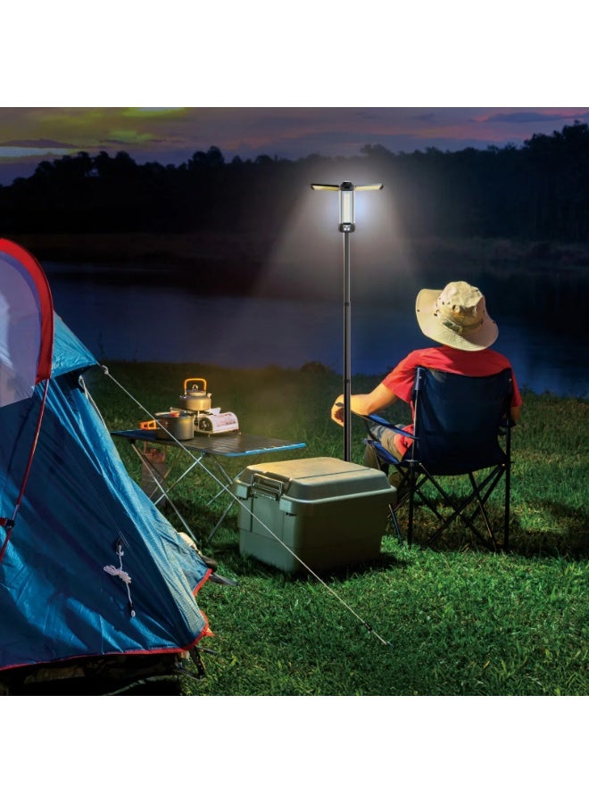جرين ليون مصباح تخييم Trio Beam Lite ثلاثي القوائم 2000 لومن / أوضاع إضاءة قابلة للتعديل (أبيض، أصفر، وأحمر) / بطارية 6000 مللي أمبير في الساعة / مصباح P50 + COB، مخرج USB-A / شحن من النوع C / أقصى ارتفاع 120 سم / وقت إعادة الشحن 8 ساعات / وقت العمل 4-10 ساعات / نطاق درجة حرارة اللون 4000-7000 كلفن - أسود - Image 5