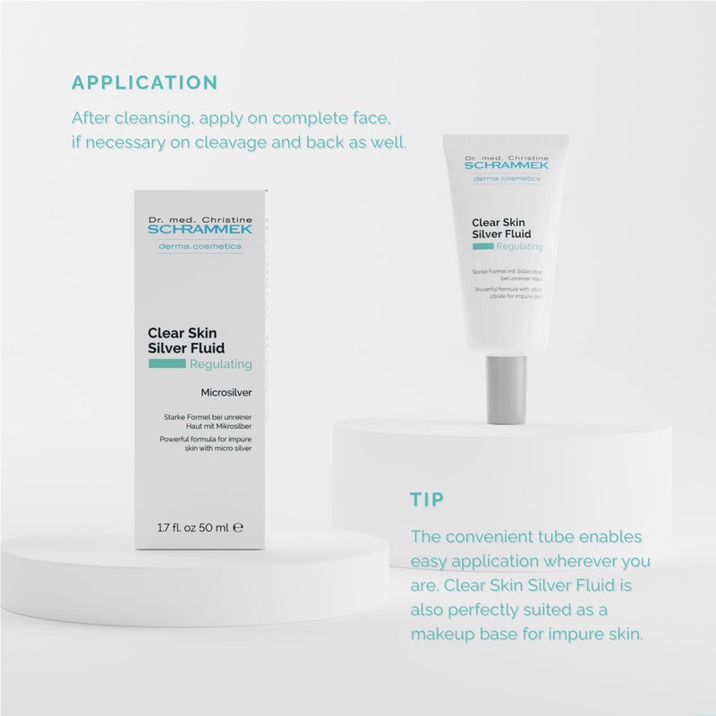 Schrammek Clear Skin Silver Fluid (1.7 fl oz) - Powerful Formula for Impure Skin with Microsilver - Combats the Key Factors of Impure Skin - with Aloe Vera - Face Fluid - Skin Care - Dr. Schrammek - Image 4