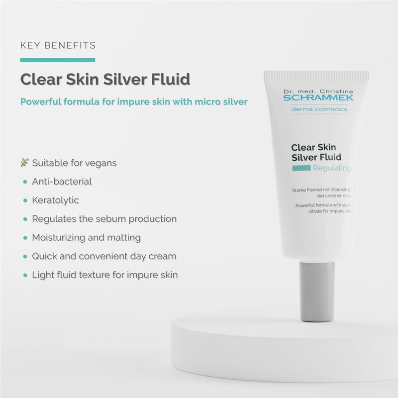 Schrammek Clear Skin Silver Fluid (1.7 fl oz) - Powerful Formula for Impure Skin with Microsilver - Combats the Key Factors of Impure Skin - with Aloe Vera - Face Fluid - Skin Care - Dr. Schrammek - Image 2
