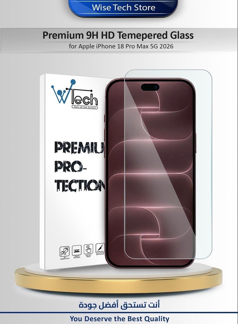 Wtech Apple iPhone 18 Pro Max 5G 2026 TPU Bumper Corners With Hard PC Case Cover (MCTPTN) - Clear & Apple iPhone 18 Pro Max 5G 2026 WTech Premium Series Curved Edges 9H 2.5D Tempered Glass Screen Protector (MSG9CN) - Clear Bundle - Image 3