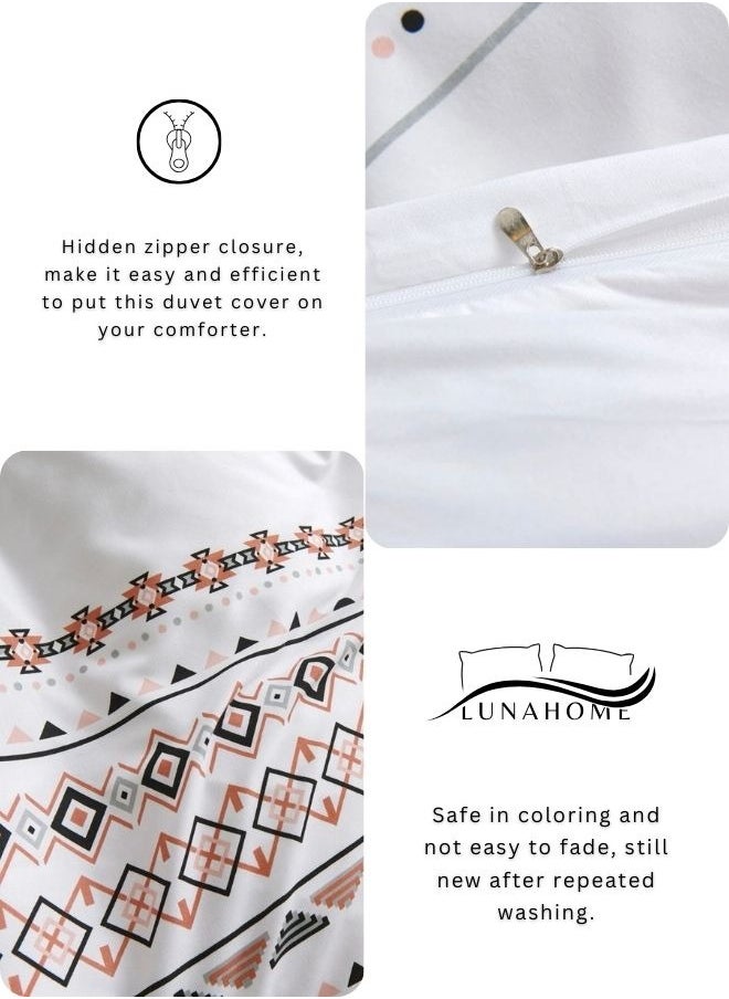 LUNA Home - Queen size 6 pieces Bedding Set Without Filler, White Color Simple Elegant Design. - Image 1