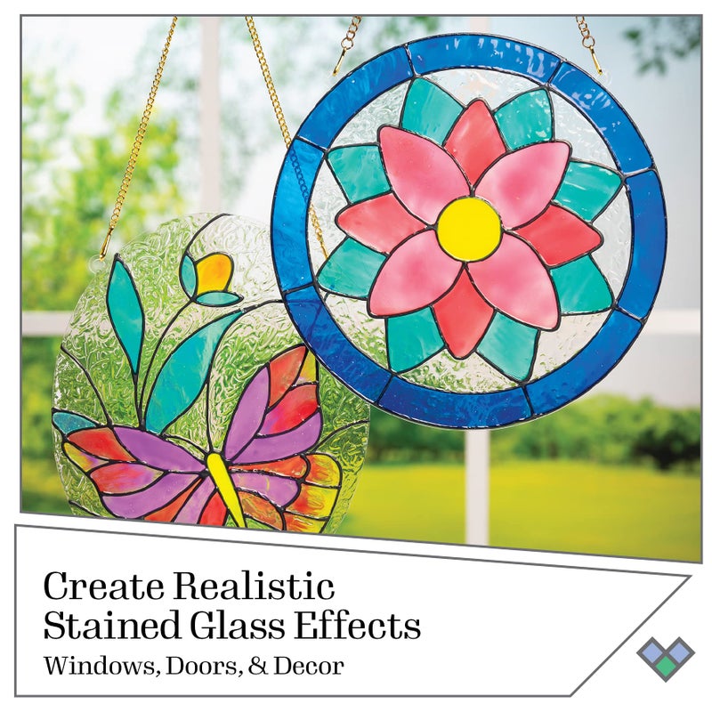 Gallery Glass PROMOGGSTR22 Stained Glass Painting Starter Kit, 10 Piece Set Including 6 Colors, 1 Bottle of Liquid Leading, 2 Plastic Surfaces and 1 Pattern Pack of 20 Molds - Image 3