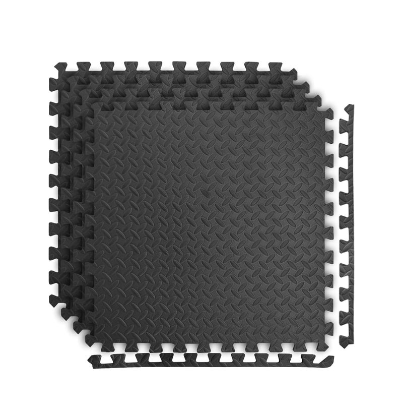 Max-Ema Global Interlocking Foam Floor Tiles Black 60x60x1cm Pack of 4 For Home Gym, Exercise Floor Mat, Workout Equipment, Play Area Soft Foam Mat And House Gym Flooring Water Resistant - Image 1