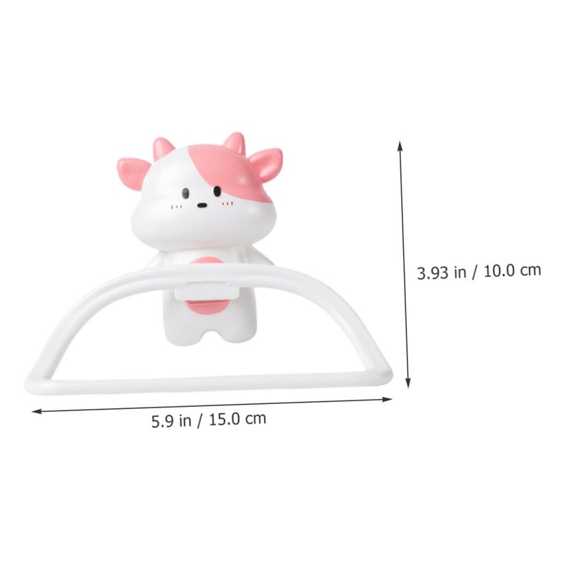 Wall Mounted Towel Holder With Cartoon Cow Design Easy Installation Bathroom Accessory - Image 3