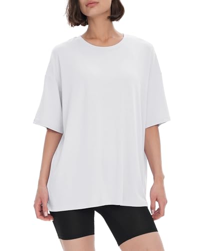 BAMBOO COOL Womens Oversized Summer T Shirts Tops Short Sleeve Tees Spring Outfits Trendy Business Fashion Workout Clothes White - Image 1