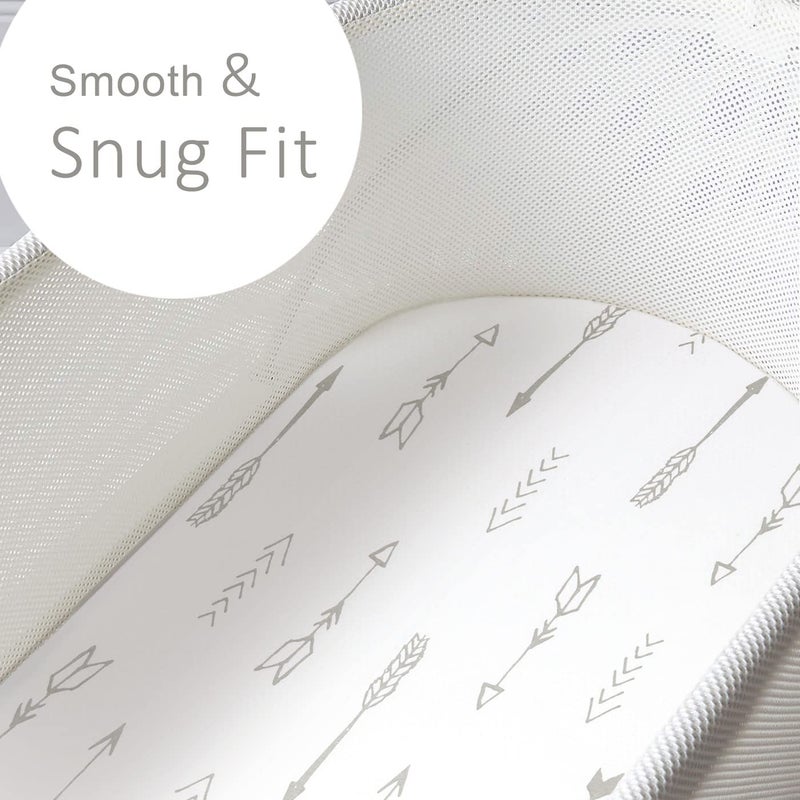 GRSSDER Stretchy Ultra Soft Fitted Bassinet Sheet Set 2 Pack, Universal Fit for Bassinets Baby Cradle Moses Basket Oval Rectangle Mattress, Christmas Trees/Arrows Bassinet Sheets for Girls and Boys - Image 3