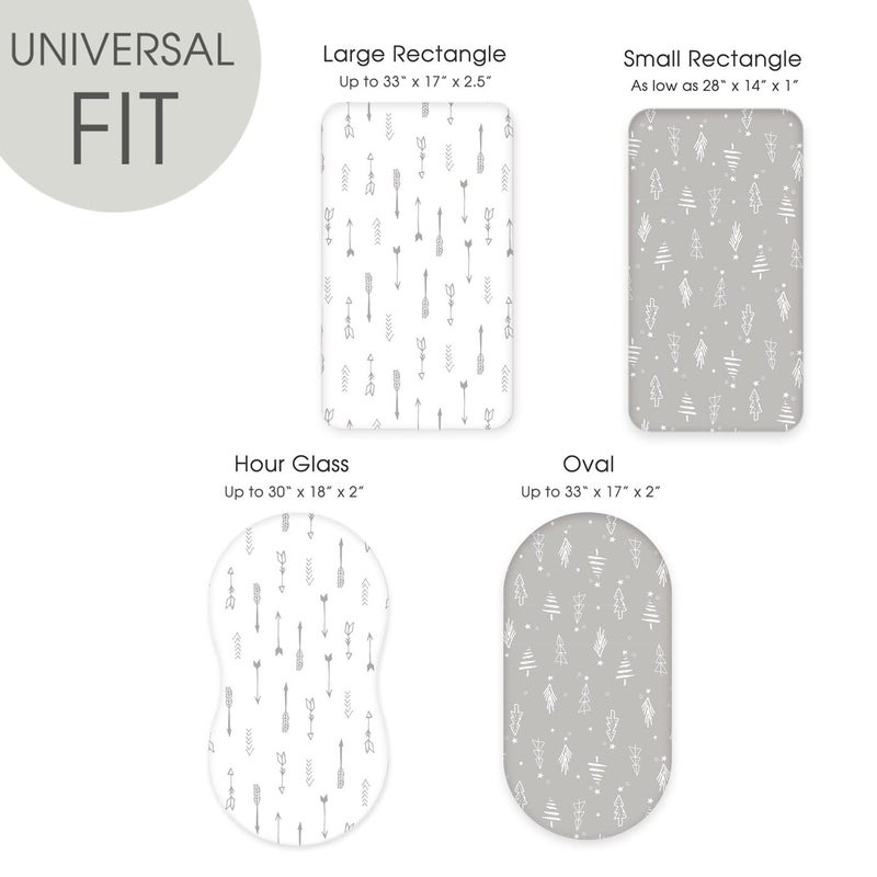GRSSDER Stretchy Ultra Soft Fitted Bassinet Sheet Set 2 Pack, Universal Fit for Bassinets Baby Cradle Moses Basket Oval Rectangle Mattress, Christmas Trees/Arrows Bassinet Sheets for Girls and Boys - Image 5