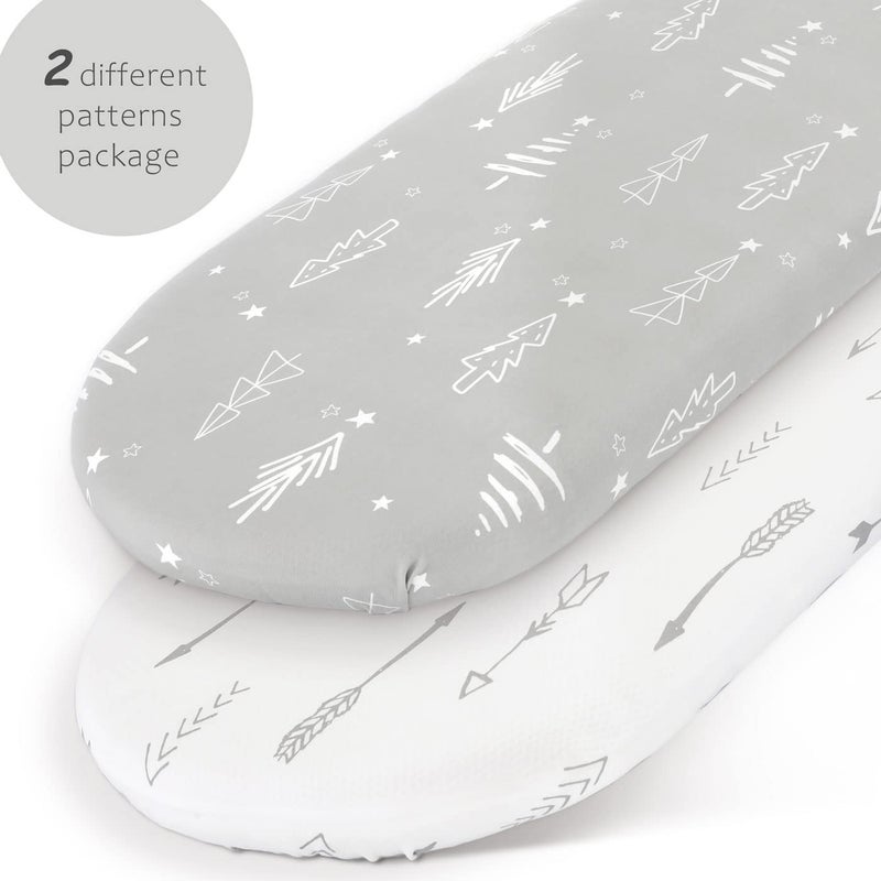 GRSSDER Stretchy Ultra Soft Fitted Bassinet Sheet Set 2 Pack, Universal Fit for Bassinets Baby Cradle Moses Basket Oval Rectangle Mattress, Christmas Trees/Arrows Bassinet Sheets for Girls and Boys - Image 2
