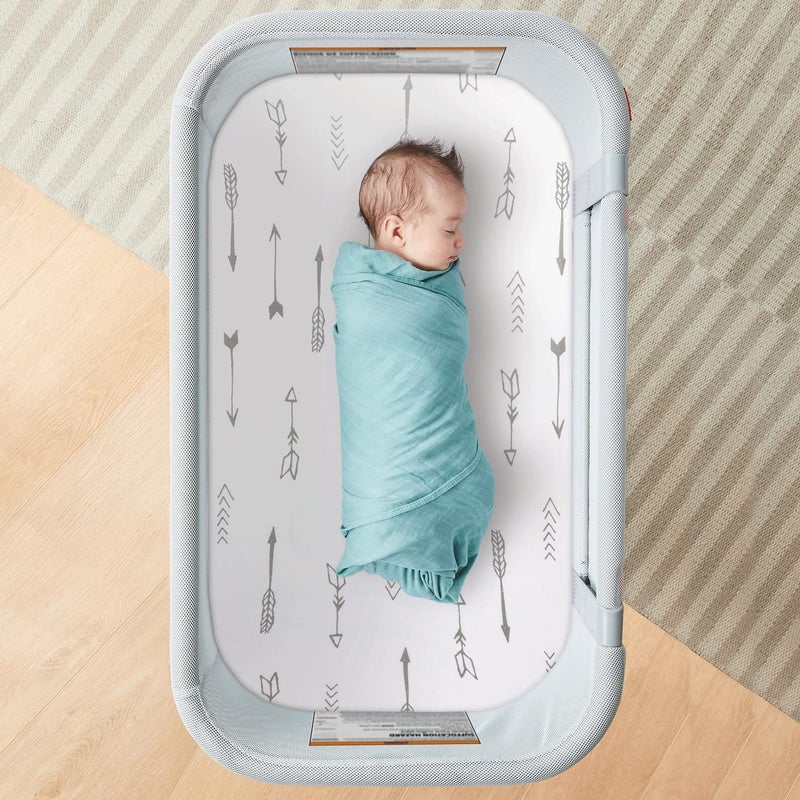 GRSSDER Stretchy Ultra Soft Fitted Bassinet Sheet Set 2 Pack, Universal Fit for Bassinets Baby Cradle Moses Basket Oval Rectangle Mattress, Christmas Trees/Arrows Bassinet Sheets for Girls and Boys - Image 4