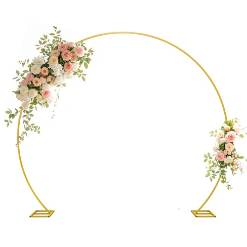 IKULE Wedding Arch Round Backdrop Stand Gold Metal Circle Backdrop Stand Circle Balloon Arch Stand Frame for Birthday Party Bridal Shower Anniversary Ceremony Candy Tables Celebration in 22x26m - Image 1