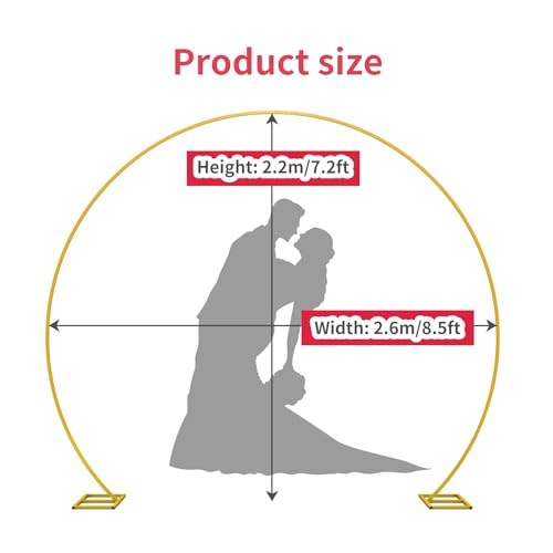 IKULE Wedding Arch Round Backdrop Stand Gold Metal Circle Backdrop Stand Circle Balloon Arch Stand Frame for Birthday Party Bridal Shower Anniversary Ceremony Candy Tables Celebration in 22x26m - Image 3