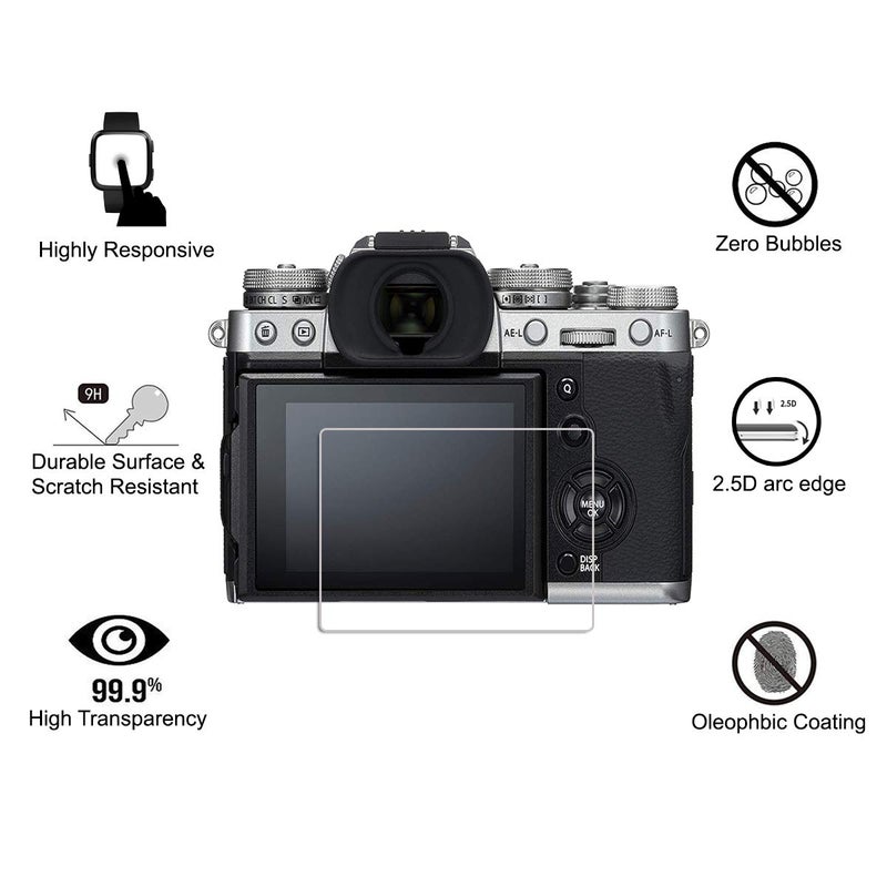 AKWOX (Pack of 3) Tempered Glass Screen Protector For Fujifilm X-T3, [0.3mm 2.5D High Definition 9H] Anti-scratch Optical LCD Premium Protective Cover - Image 2