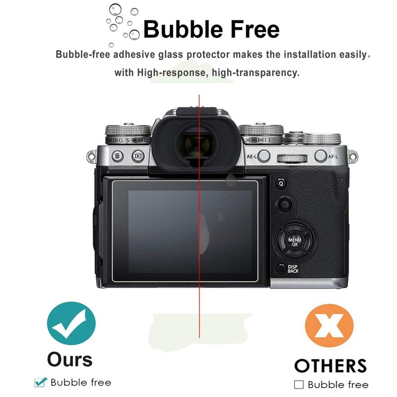 AKWOX (Pack of 3) Tempered Glass Screen Protector For Fujifilm X-T3, [0.3mm 2.5D High Definition 9H] Anti-scratch Optical LCD Premium Protective Cover - Image 5