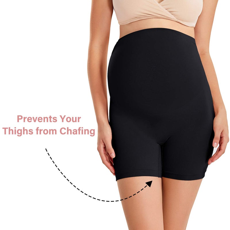 Gratlin Women's Seamless Maternity Shapewear for Dresses Pregnancy Shorts Panties High Waist Mid-Thigh Underwear Black X-Large - Image 3
