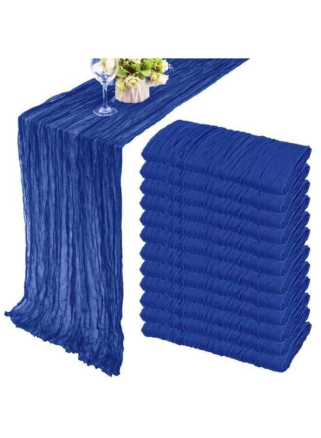 Fivenl 12 Pack 10Ft Cheesecloth Table Runner 35x120 Inch Boho Gauze Table Runner Rustic Cheese Cloth Long Table Runner Romantic Table Runner for Wedding Bridal Shower Birthday Party Table Decor (Royal Blue) - Image 1