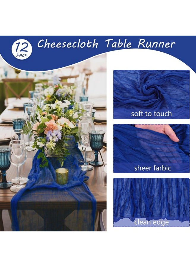 Fivenl 12 Pack 10Ft Cheesecloth Table Runner 35x120 Inch Boho Gauze Table Runner Rustic Cheese Cloth Long Table Runner Romantic Table Runner for Wedding Bridal Shower Birthday Party Table Decor (Royal Blue) - Image 4