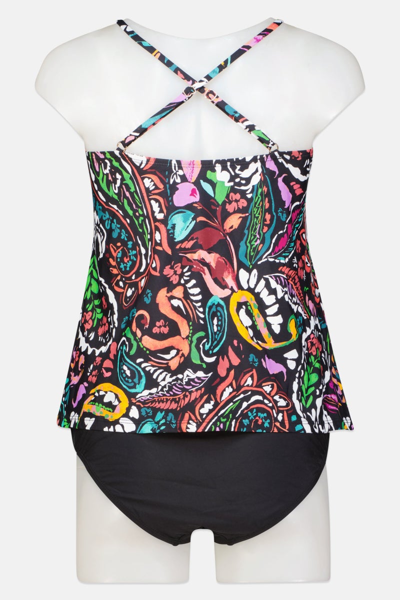 Anne Cole Women 2Pcs Paiseley Pattern Tankini Set, Multicolor - Image 2