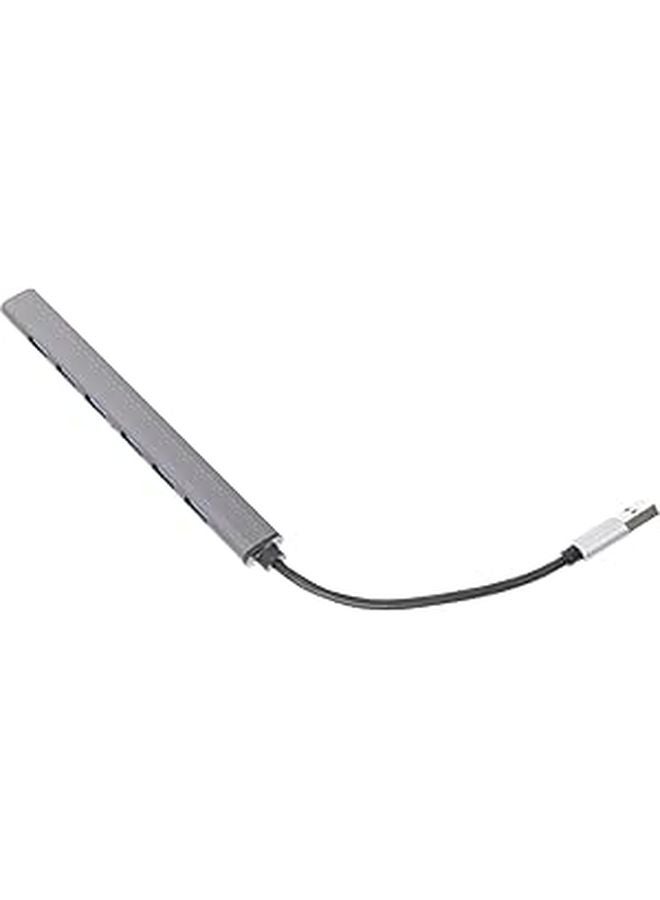 مُحَوِّل USB رمادي من 7 منافذ لنقل البيانات عالي السرعة وشاحن للكمبيوتر المحمول - Image 1