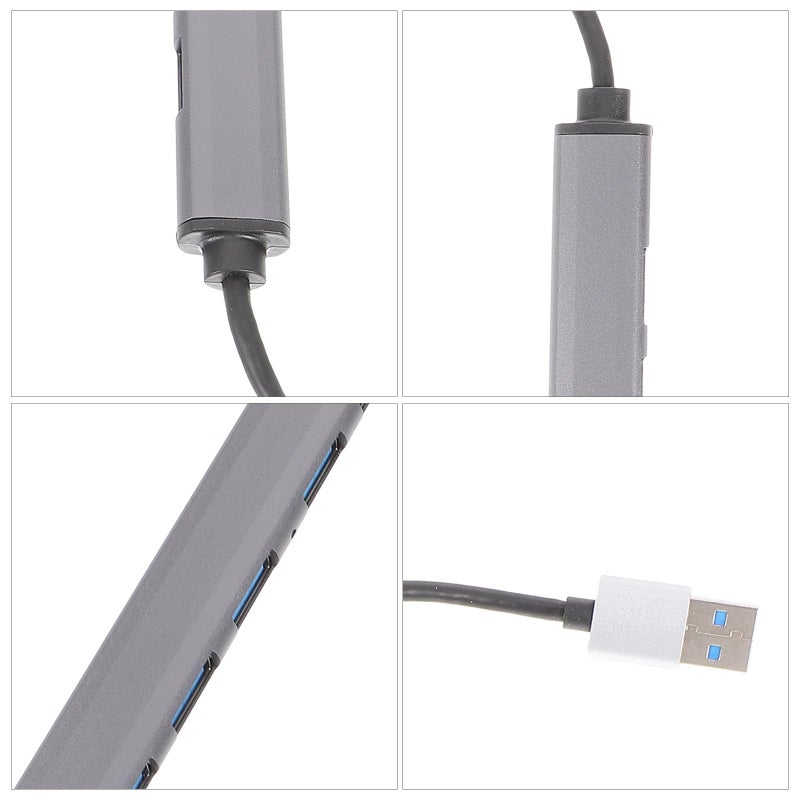 مُحَوِّل USB رمادي من 7 منافذ لنقل البيانات عالي السرعة وشاحن للكمبيوتر المحمول - Image 5
