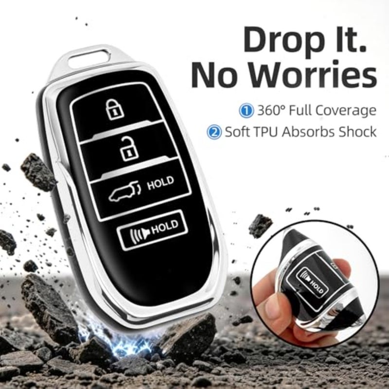 for Toyota Key Fob Cover with Keychain, Soft TPU Key Fob Holder, Fit for 2026 Toyota Camry Corolla Cross Tacoma RAV4 Grand Highlander 4Runner Tundra Venza Crown - Image 3