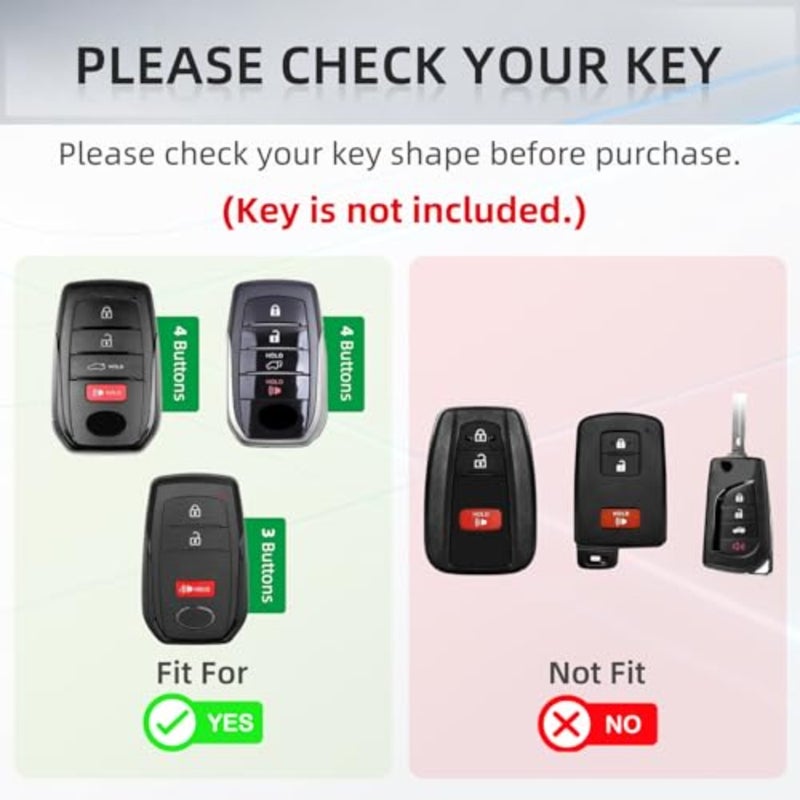 for Toyota Key Fob Cover with Keychain, Soft TPU Key Fob Holder, Fit for 2026 Toyota Camry Corolla Cross Tacoma RAV4 Grand Highlander 4Runner Tundra Venza Crown - Image 2