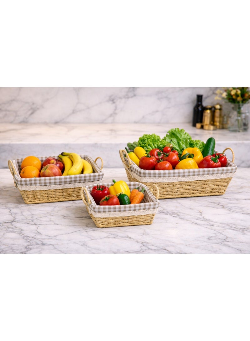 A woven storage basket, usually made of wicker or rattan and lined with fabric. It is used for multiple purposes both indoors and outdoors. - Image 4