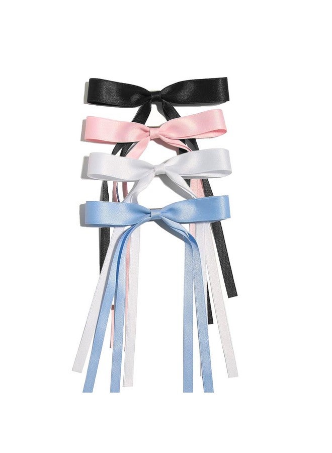 Ayesha Hair Bows Clips Ribbon Bowknot With Long Tail Princess Hair Bows French Barrettes Hair Accessories For Women Girls 4Pcs - Image 1
