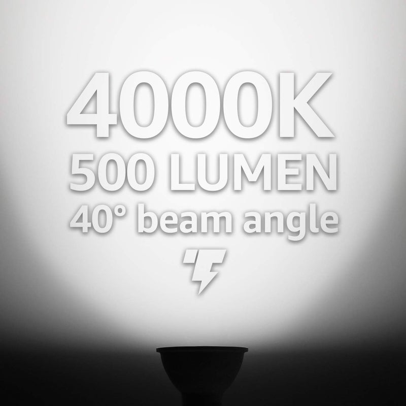 TORCHSTAR 12-Pack GU10 LED Bulbs Dimmable, 500LM 50W Halogen Equivalent, 4000K Cool White, 40° Beam Angle MR16 Spot Light Bulb for Recessed Lighting Track Lighting, UL Listed - Image 5
