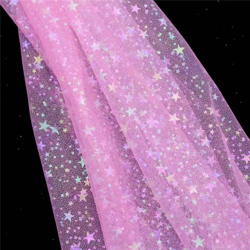 Glitter Sequins Tulle Fabric Wedding Birthday Backdrop Curtain Lace Wide Tulle for Sewing Table Skirt DIY Home Decor (Peach 150X100CM) - Image 4