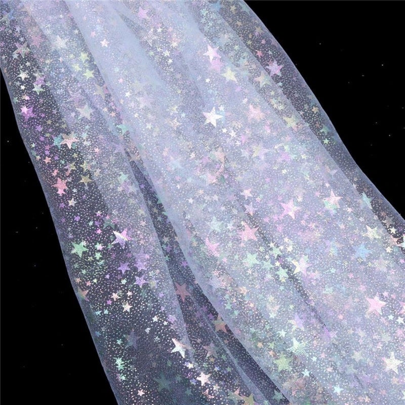 Glitter Sequins Tulle Fabric Wedding Birthday Backdrop Curtain Lace Wide Tulle for Sewing Table Skirt DIY Home Decor (Peach 150X100CM) - Image 2