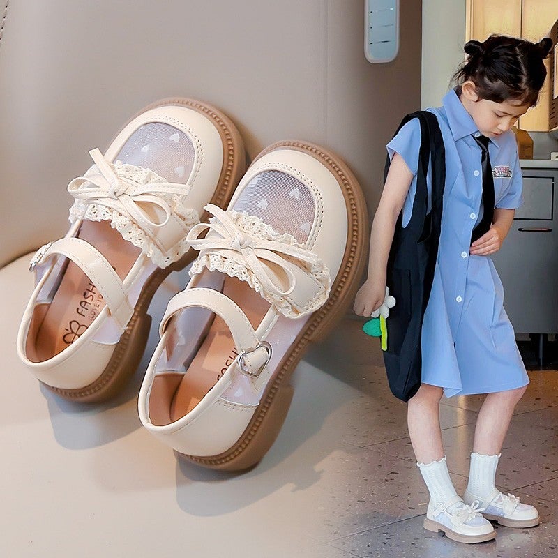Girls' Shoes Children'S Princess Small Leather Shoes 2024 Spring And Baby Mesh Shoes Girls Soft Sole Shoes Children - Image 3