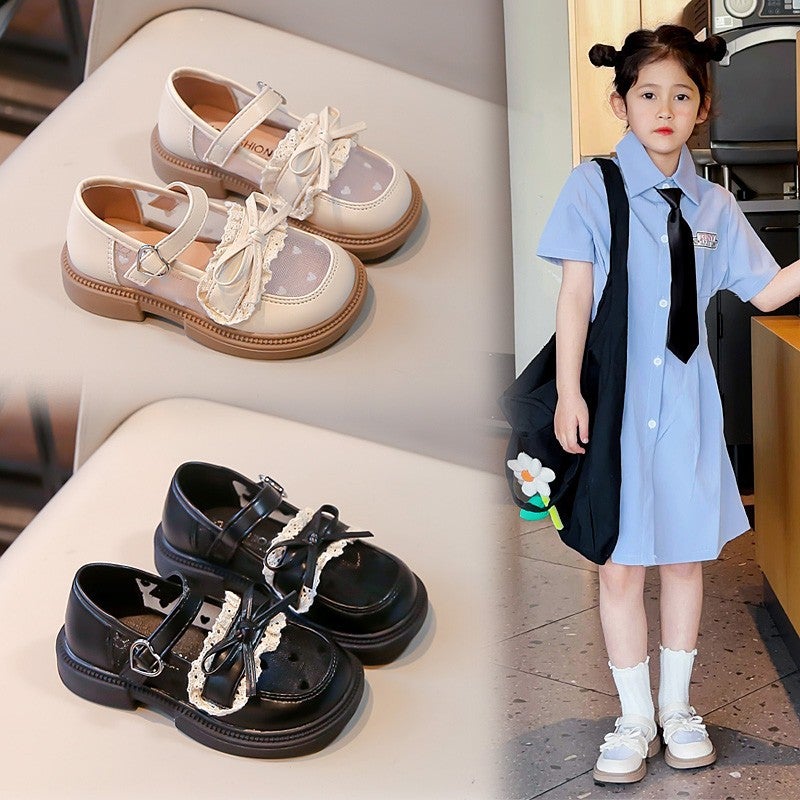 Girls' Shoes Children'S Princess Small Leather Shoes 2024 Spring And Baby Mesh Shoes Girls Soft Sole Shoes Children - Image 2