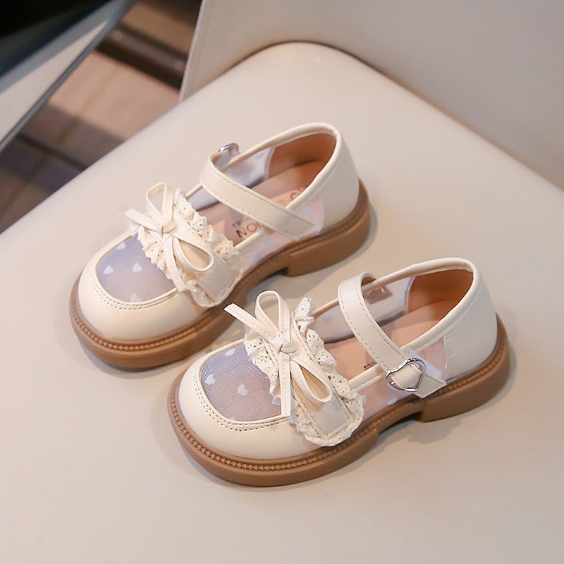 Girls' Shoes Children'S Princess Small Leather Shoes 2024 Spring And Baby Mesh Shoes Girls Soft Sole Shoes Children - Image 1