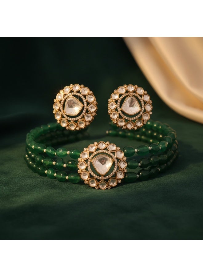 Pretty Precious Indo-Western Kundan Choker Set for Women & Girls | Elegant Traditional Bridal & Party Wear Necklace Set - Image 3