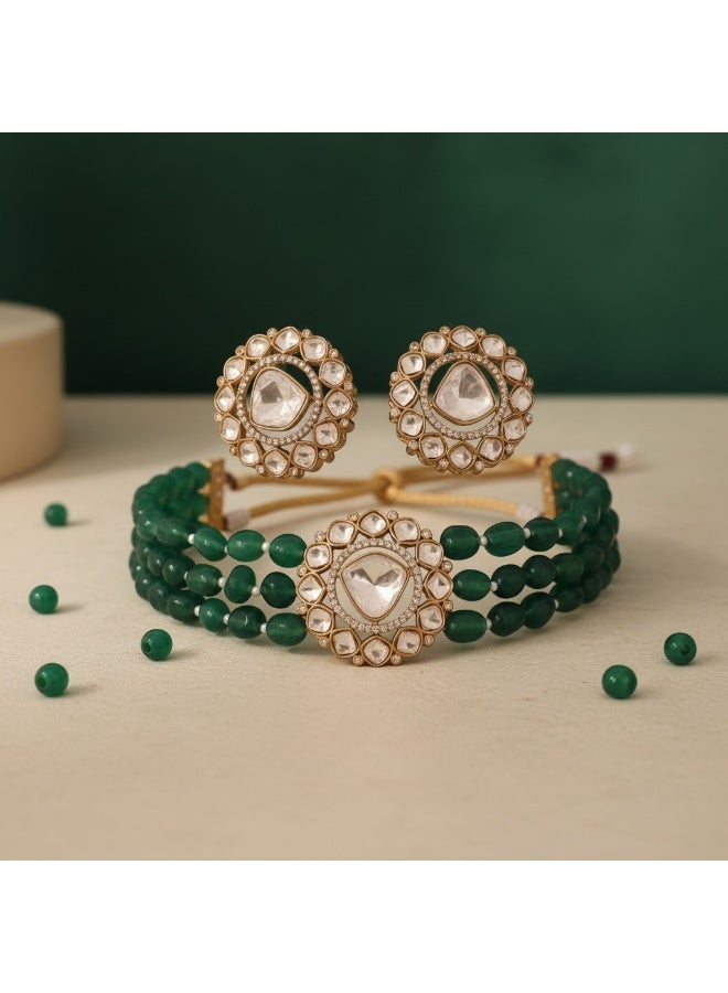 Pretty Precious Indo-Western Kundan Choker Set for Women & Girls | Elegant Traditional Bridal & Party Wear Necklace Set - Image 1