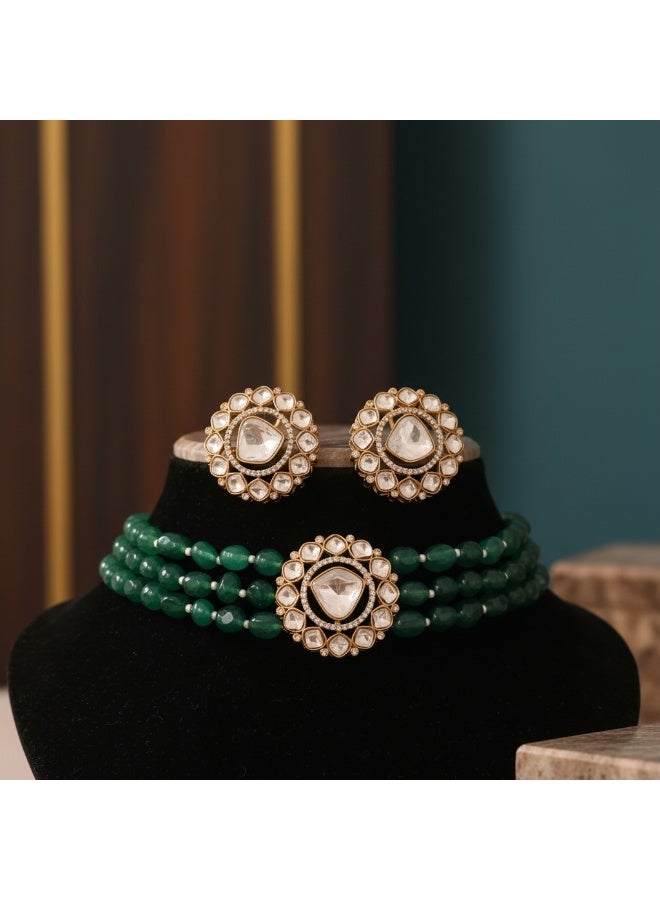 Pretty Precious Indo-Western Kundan Choker Set for Women & Girls | Elegant Traditional Bridal & Party Wear Necklace Set - Image 5