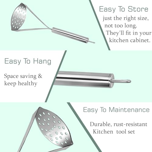 Parage Stainless Steel Petato Vegetable Pav Bhaji Masher for Home & Kitchen, 24.5 cm Long, Silver - Image 3