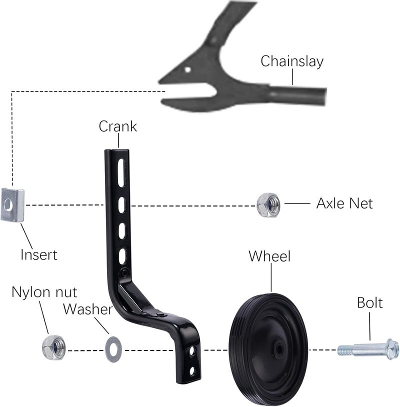 HOMEE Bike Training Wheels for Kids Adjustable Bicycle with Heavy Duty Rear Children Bicycles Stabilizer Mounted Kit, Bike Accessories fits for 14, 16, 18, 20inch Single Speed Bikes, 1 Pair (Black) - Image 5