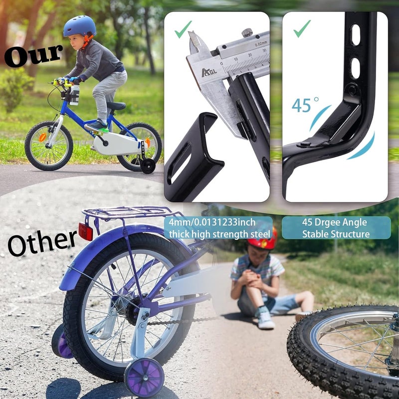 HOMEE Bike Training Wheels for Kids Adjustable Bicycle with Heavy Duty Rear Children Bicycles Stabilizer Mounted Kit, Bike Accessories fits for 14, 16, 18, 20inch Single Speed Bikes, 1 Pair (Black) - Image 4