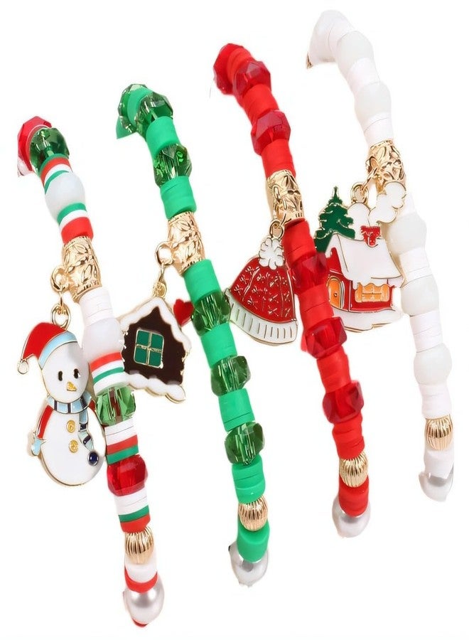 Pingyongchang Christmas Bracelets Set for Women Xmas Preppy Clay Stretch Charm Beads Stackable Heishi Bracelet Christmas Tree Snowflake Santa Claus Jingle Bell Accessories Party Friendship Gift-E - Image 1