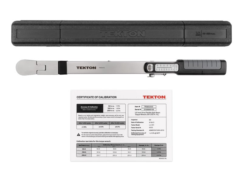 TEKTON 1/2 Inch Drive 72-Tooth Split Beam Torque Wrench (40-250 ft.-lb.) TRQ62203 - Image 2