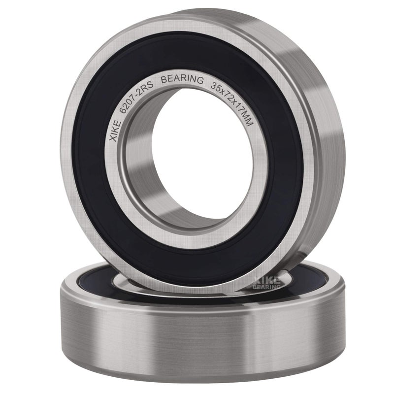 XIKE 2Pcs 6207-2RS Double Rubber Seal Bearings,Pre-lubricated and Stable Performance and Cost Effective,Deep Groove Ball Bearings (35x72x17mm) - Image 1