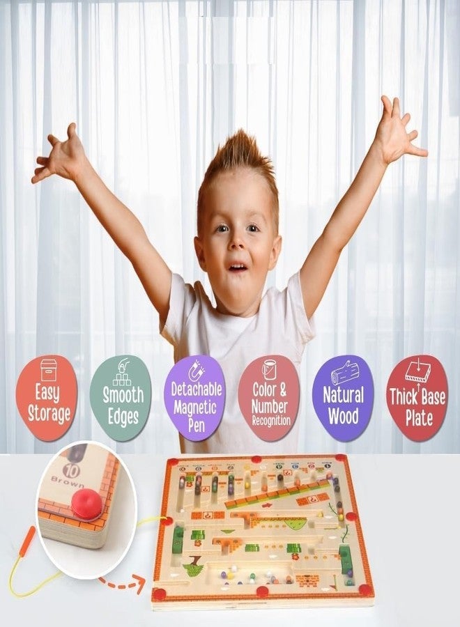 LSARIMO Wooden Magnetic Maze Puzzle Board for Kids | Super Mario Theme Color & Number Learning Toy | Magnetic Maze for Toddlers 3-6 Years | Fine Motor Skills, Counting & Educational Activity Game - Image 5